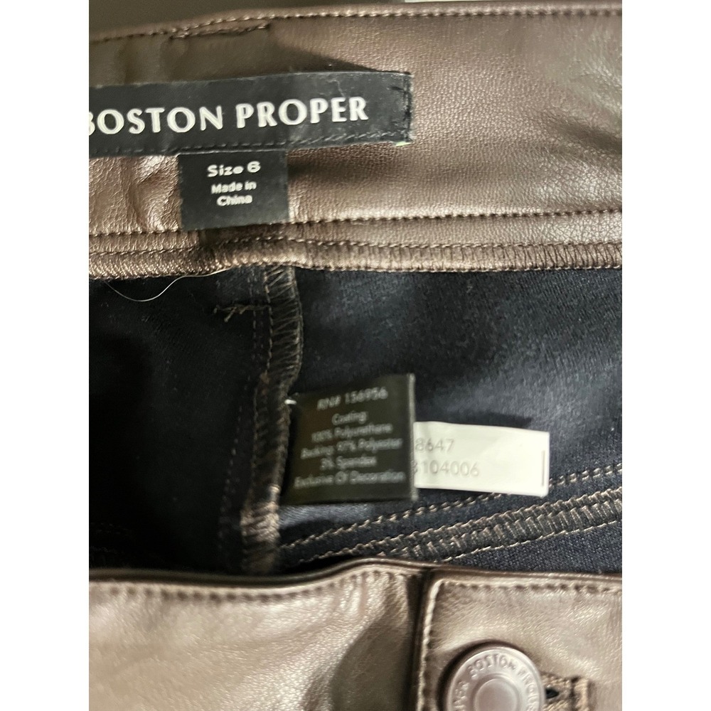 Boston Proper Brown Faux Leather Studded Side Pants Western Boho Size 8 - Picture 8 of 8